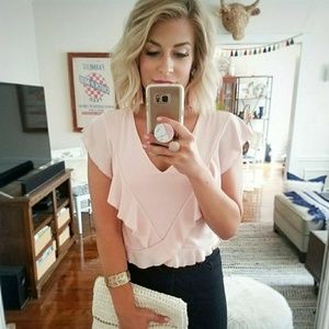 Cropped ruffle top